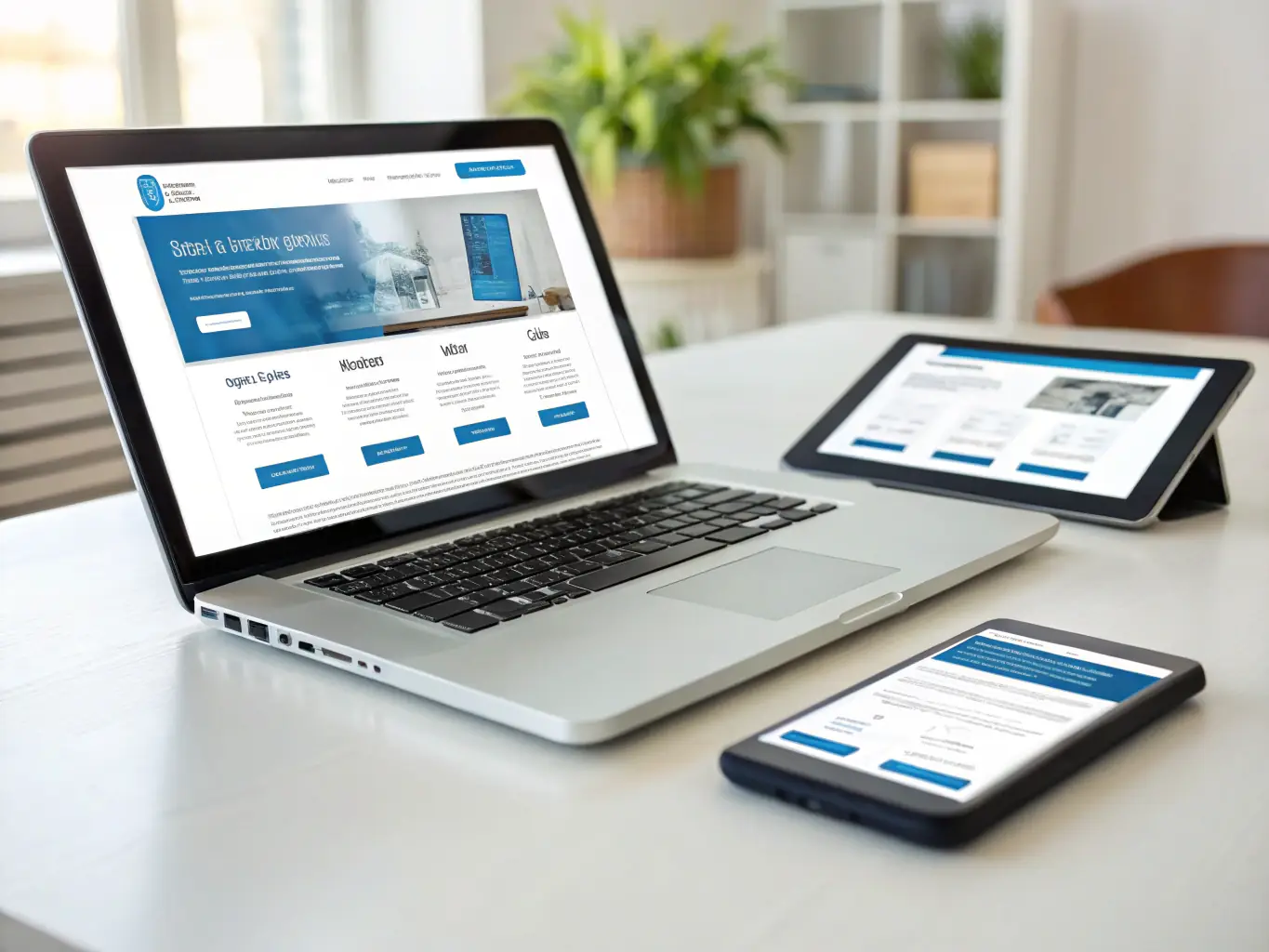 A clean, modern website design showcasing a responsive layout across various devices, highlighting Oreca Tech's web development expertise.